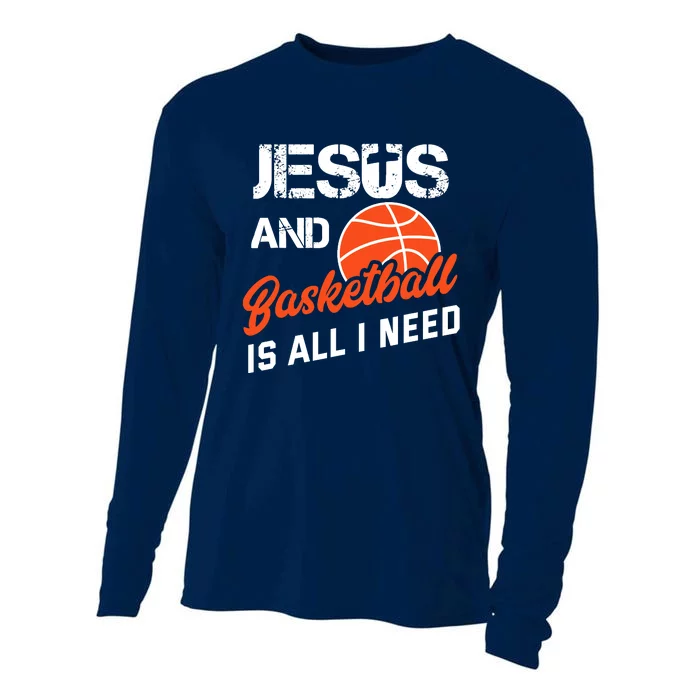 Vintage Jesus And Basketball Is All I Need Player Religious Cooling Performance Long Sleeve Crew