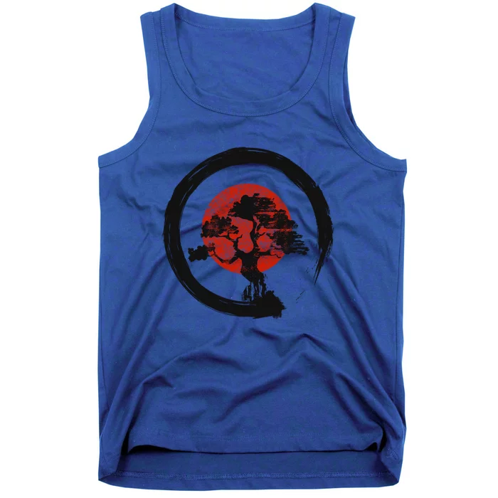 Vintage Japanese Bonsai Tree Zen Circle Yoga Gift Tank Top