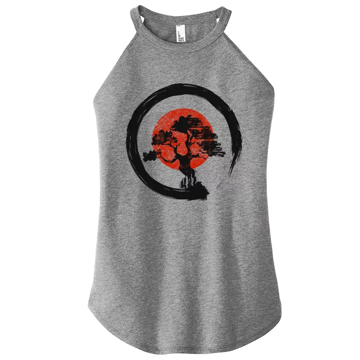 Vintage Japanese Bonsai Tree Zen Circle Yoga Gift Women’s Perfect Tri Rocker Tank