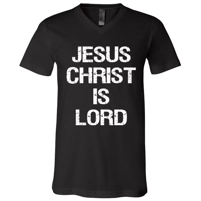 Vintage Jesus Christ Is Lord Christian Believer V-Neck T-Shirt