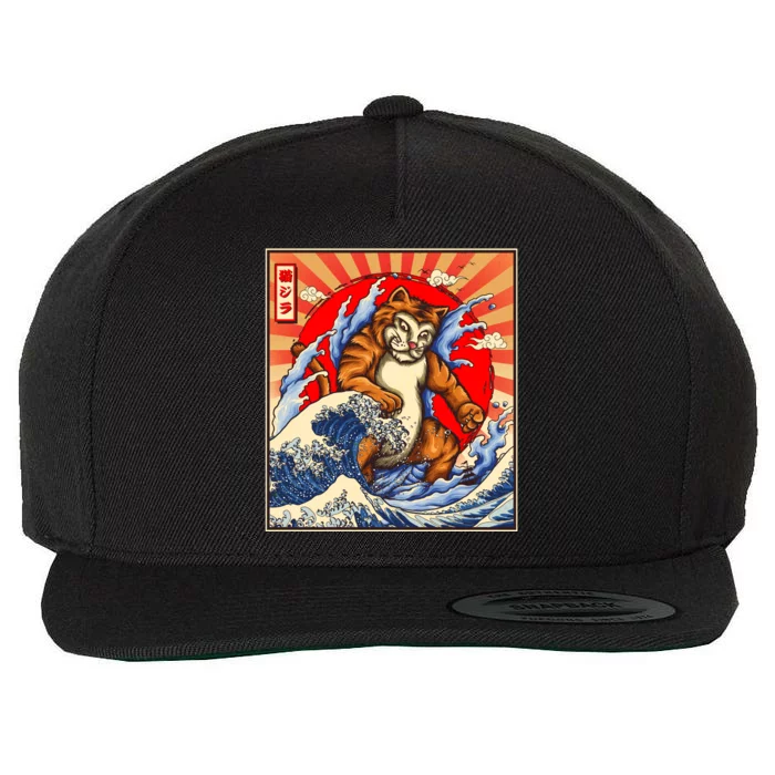 Vintage Japanese Catzilla Poster Wool Snapback Cap