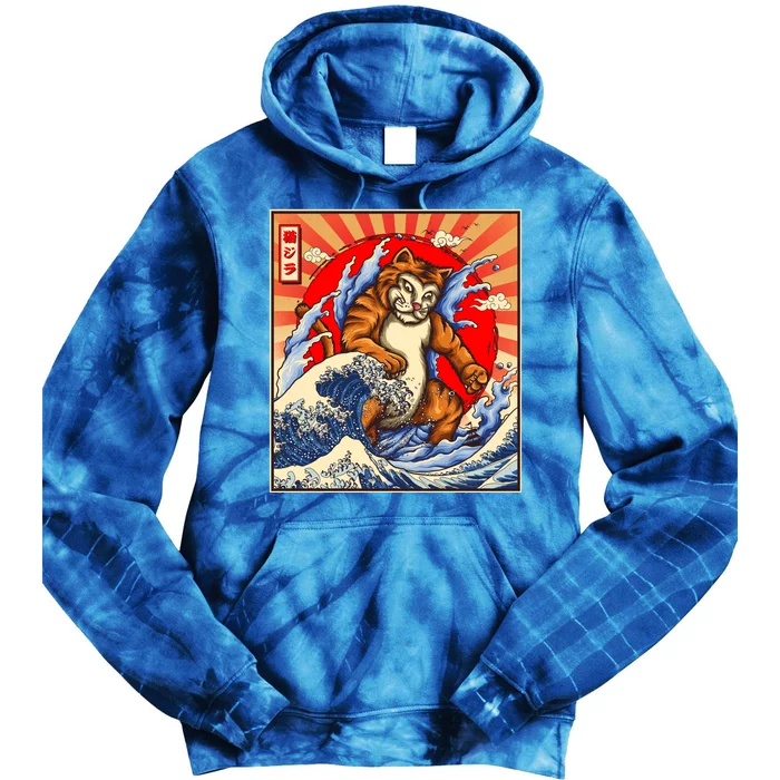 Vintage Japanese Catzilla Poster Tie Dye Hoodie