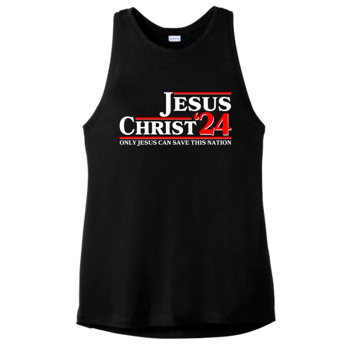 Vote Jesus Christ 2024 Only Jesus Can Save This Nation Ladies Tri-Blend Wicking Tank