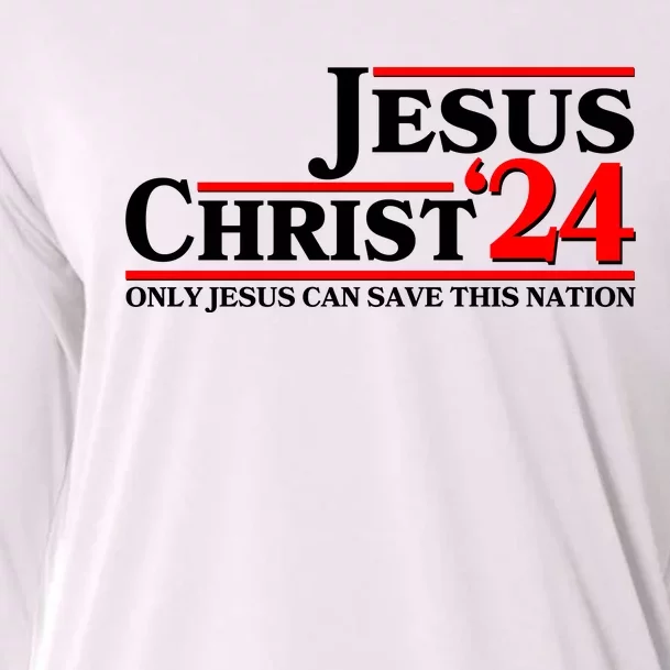 Vote Jesus Christ 2024 Only Jesus Can Save This Nation Cooling Performance Long Sleeve Crew