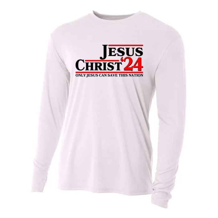 Vote Jesus Christ 2024 Only Jesus Can Save This Nation Cooling Performance Long Sleeve Crew