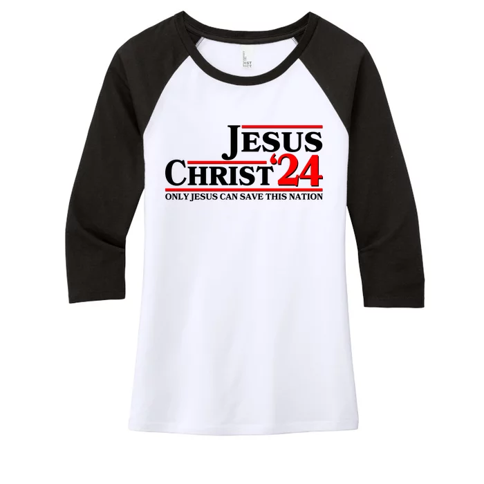 Vote Jesus Christ 2024 Only Jesus Can Save This Nation Women's Tri-Blend 3/4-Sleeve Raglan Shirt