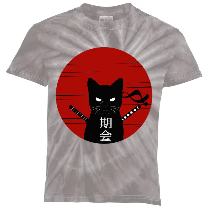 Vintage Japanese Cat Kids Tie-Dye T-Shirt