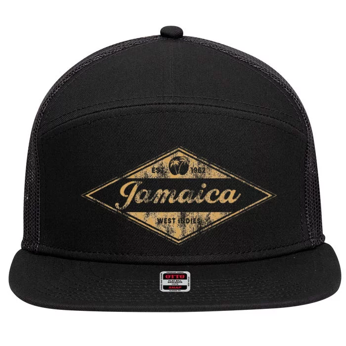 Vintage Jamaica Est 1962 7 Panel Mesh Trucker Snapback Hat