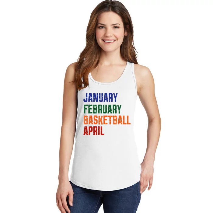 Vintage January February Basketball April Ladies Essential Tank