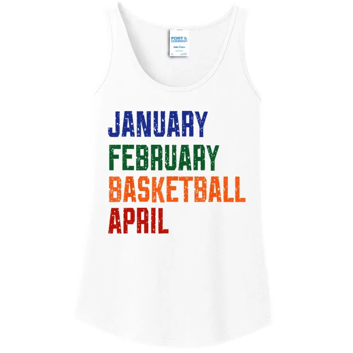 Vintage January February Basketball April Ladies Essential Tank