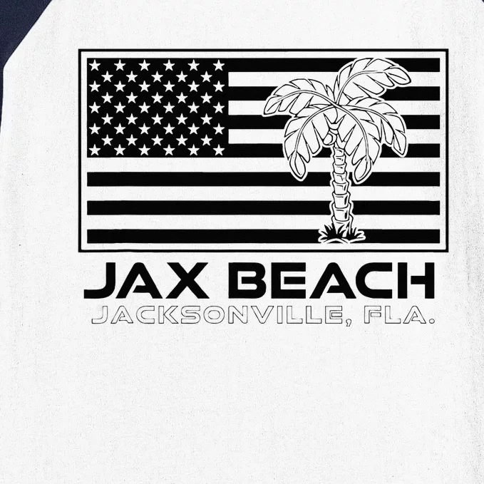 Visit Jacksonville Florida Vacation USA Flag Palms Jax Beach Baseball Sleeve Shirt