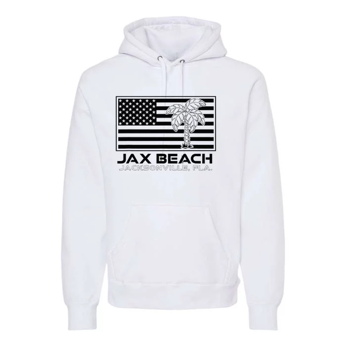 Visit Jacksonville Florida Vacation USA Flag Palms Jax Beach Premium Hoodie