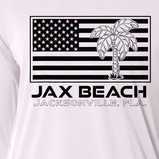 Visit Jacksonville Florida Vacation USA Flag Palms Jax Beach Cooling Performance Long Sleeve Crew