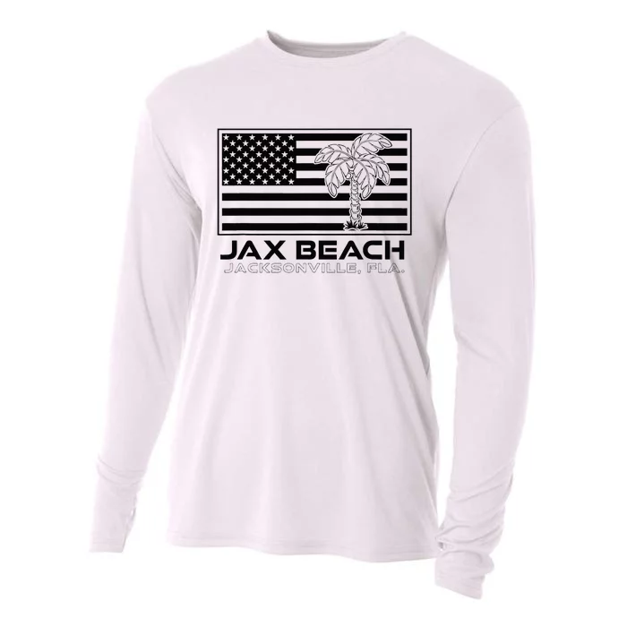 Visit Jacksonville Florida Vacation USA Flag Palms Jax Beach Cooling Performance Long Sleeve Crew