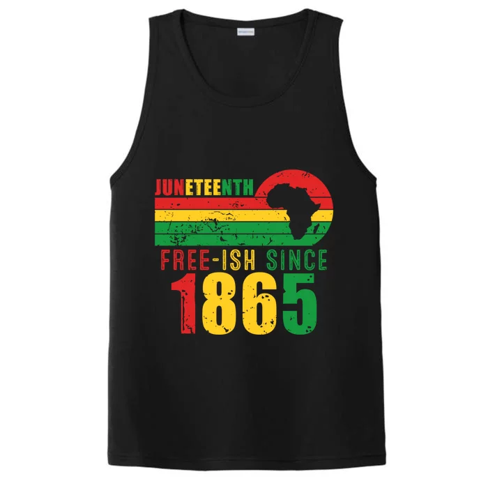 Vintage Juneteenth Freegiftish Since 1865 African Map Cool Gift Performance Tank