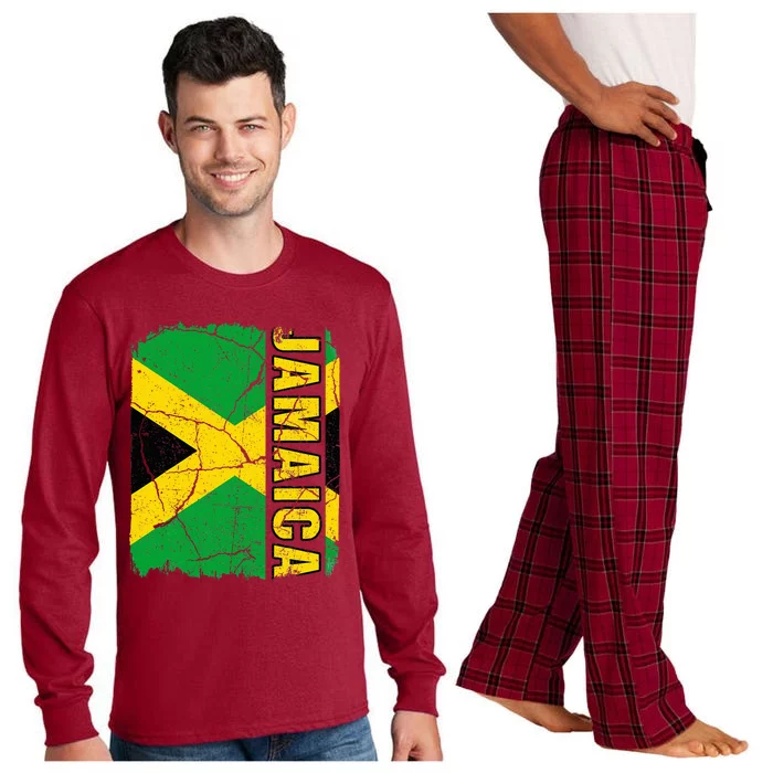 Vintage Jamaican Flag Jamaica Pride Roots Heritage Gift Long Sleeve Pajama Set