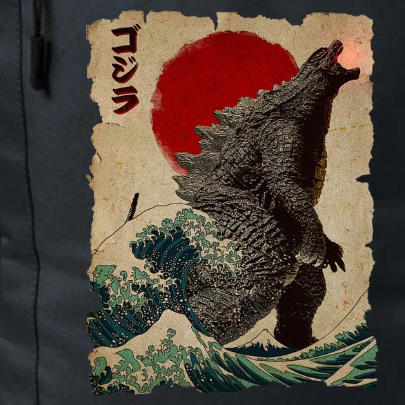 Vintage Japanese Godzilla Great Wave Poster Daily Commute Backpack