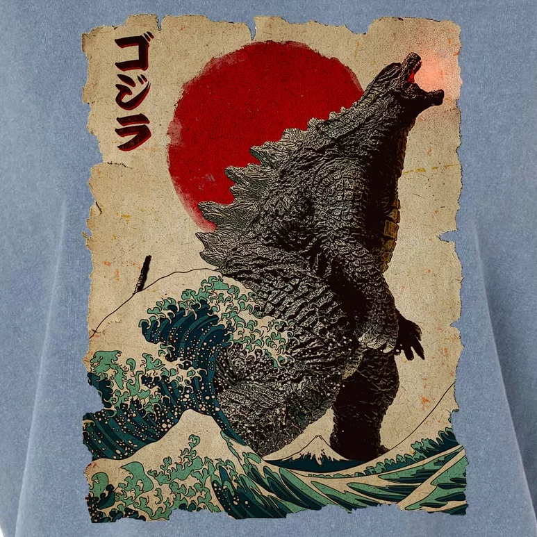 Vintage Japanese Godzilla Great Wave Poster Garment-Dyed Women's Muscle Tee