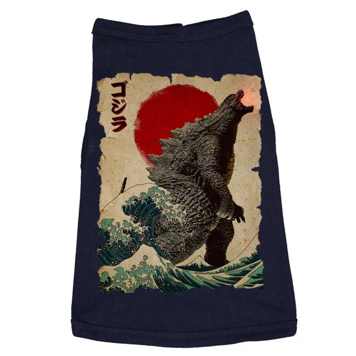 Vintage Japanese Godzilla Great Wave Poster Doggie Tank