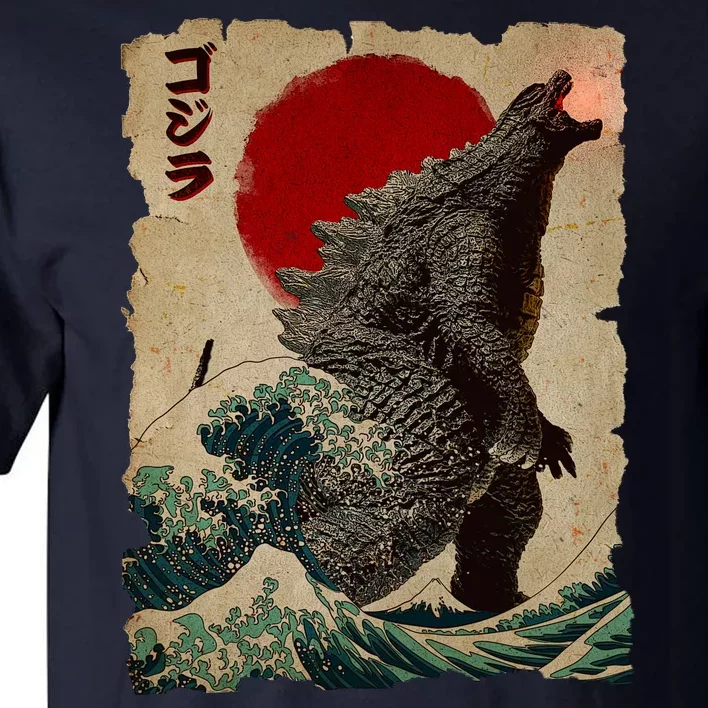 Vintage Japanese Godzilla Great Wave Poster Tall T-Shirt