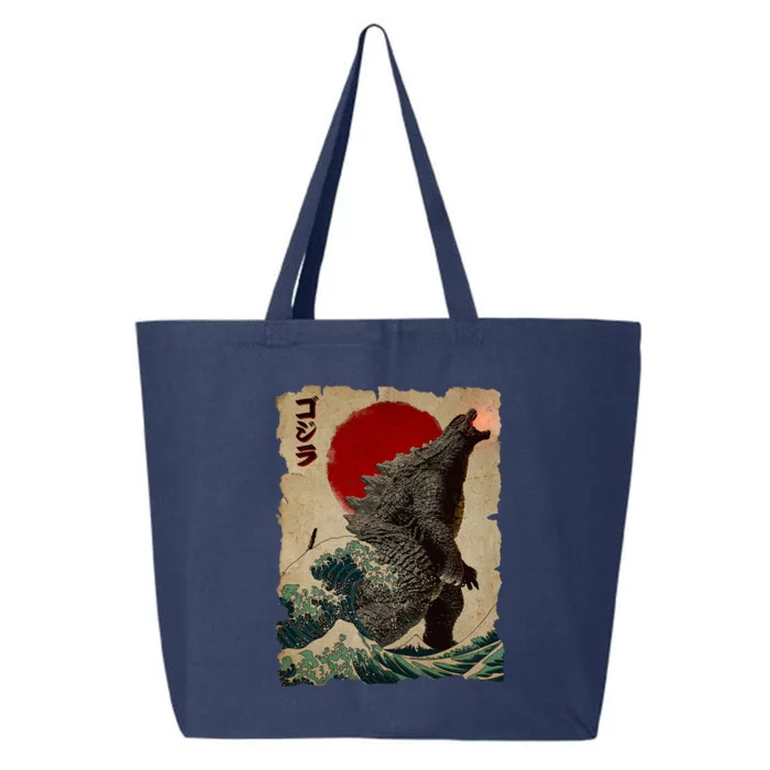 Vintage Japanese Godzilla Great Wave Poster 25L Jumbo Tote