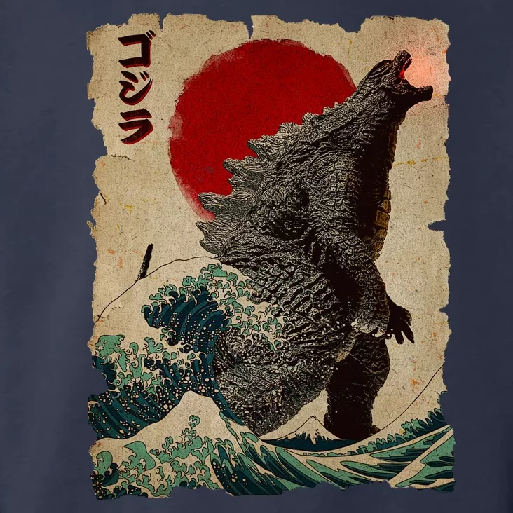 Vintage Japanese Godzilla Great Wave Poster Toddler Hoodie