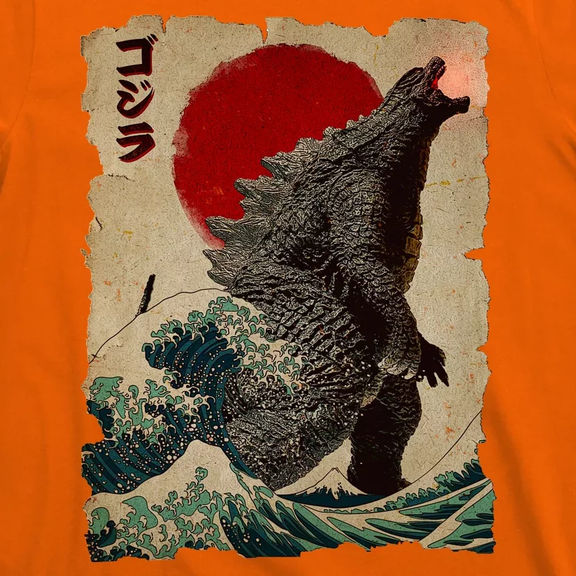 Vintage Japanese Godzilla Great Wave Poster T-Shirt