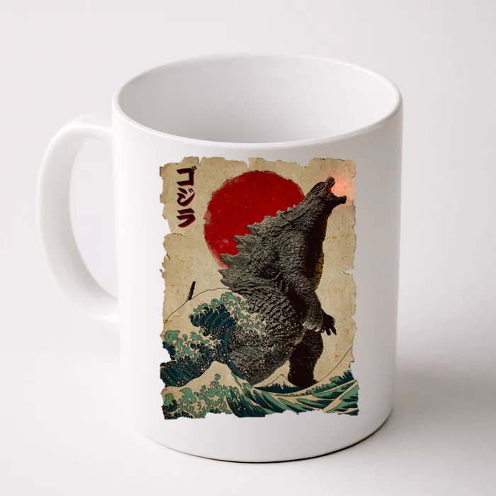 Vintage Japanese Godzilla Great Wave Poster Front & Back Coffee