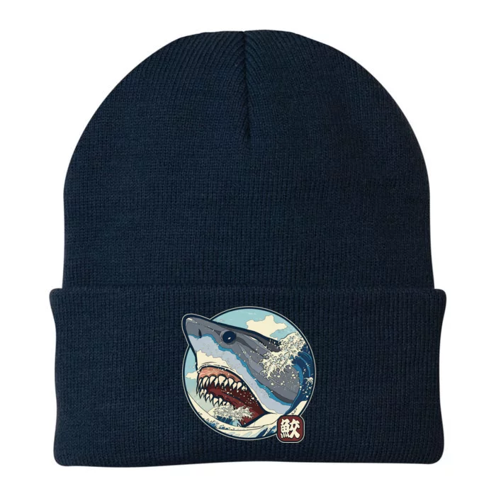 Vintage Japanese Great Wave Shark Attack Knit Cap Winter Beanie