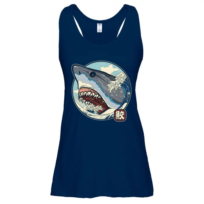 Vintage Japanese Great Wave Shark Attack Ladies Essential Flowy Tank