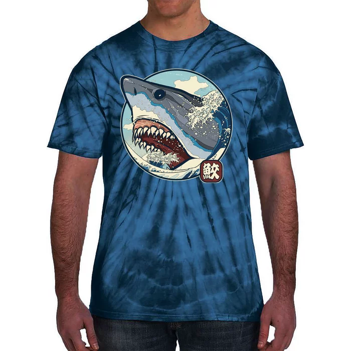 Vintage Japanese Great Wave Shark Attack Tie-Dye T-Shirt