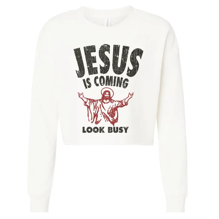 Vintage Jesus Is Coming Look Busy 1992 Cropped Pullover Crew