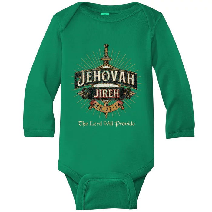 Vintage Jehovah Jireh The Lord Will Provide Baby Long Sleeve Bodysuit