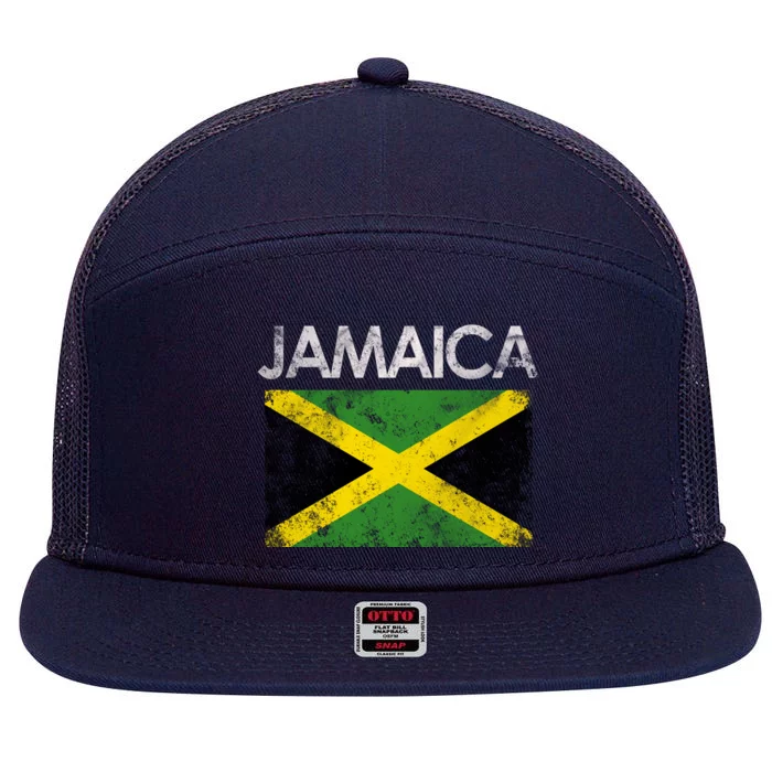 Vintage Jamaica Jamaican Flag Pride Gift 7 Panel Mesh Trucker Snapback Hat