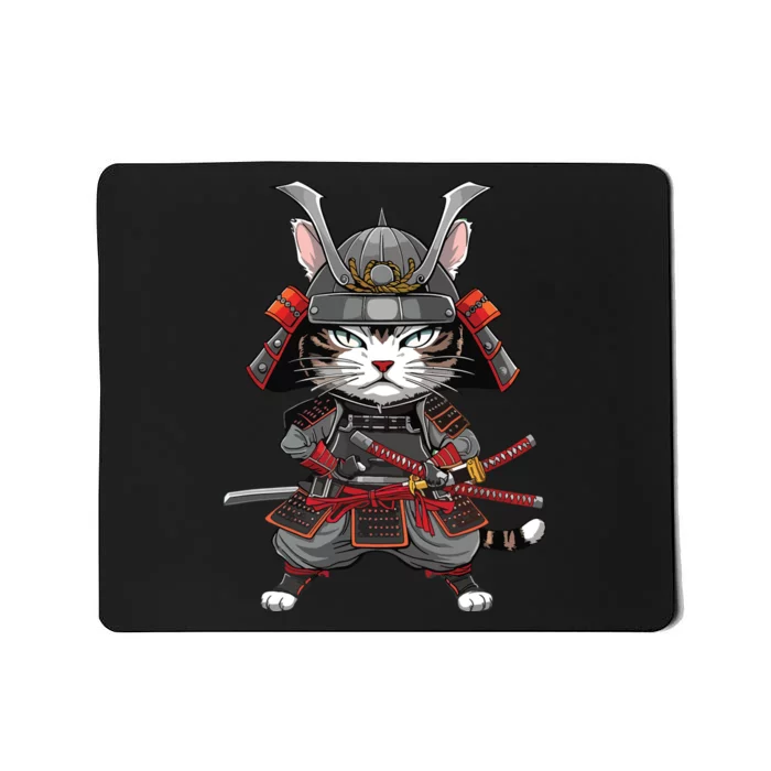 Vintage Japanese Kawaii Cat Samurai Mousepad