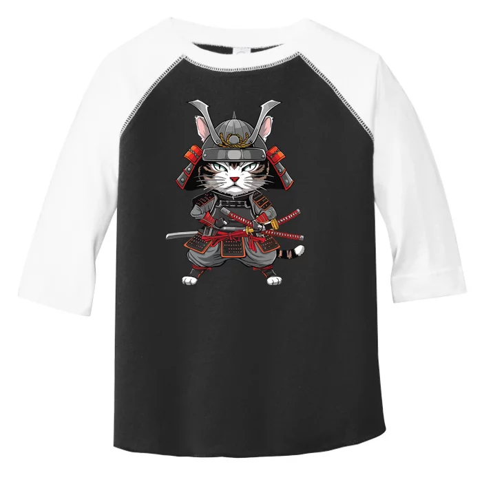 Vintage Japanese Kawaii Cat Samurai Toddler Fine Jersey T-Shirt