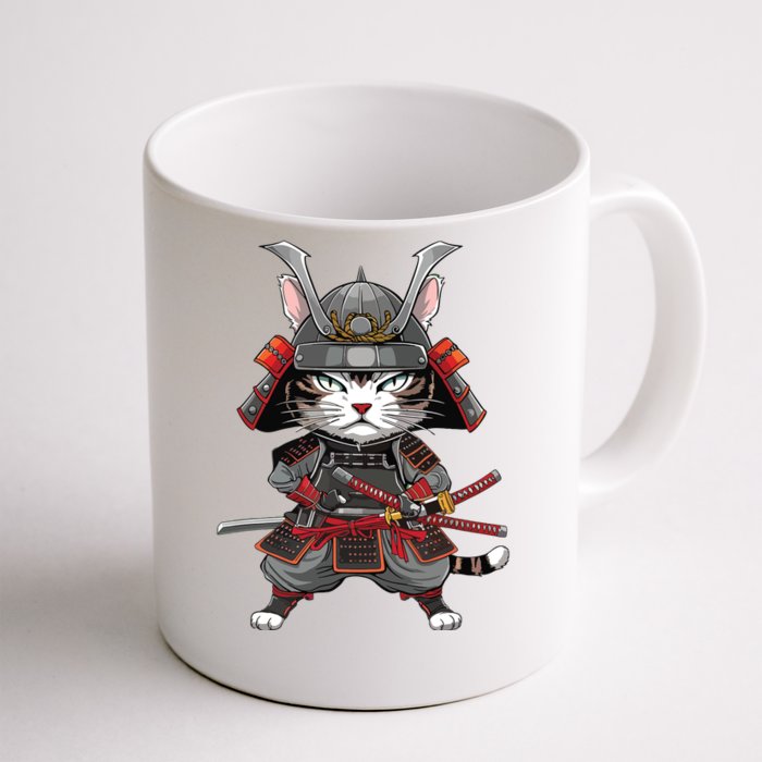 Vintage Japanese Kawaii Cat Samurai Front & Back Coffee Mug