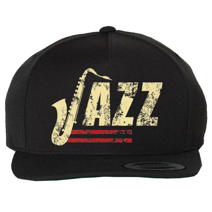 Vintage Jazz Lovers Music Band Player Saxophone Wool Snapback Cap