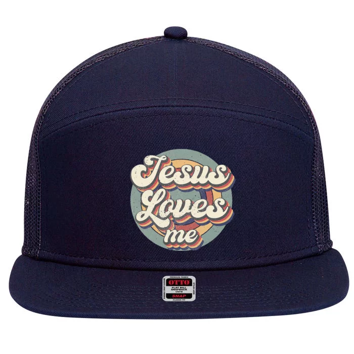 Vintage Jesus Loves Me God Christian Believers Lover 7 Panel Mesh Trucker Snapback Hat