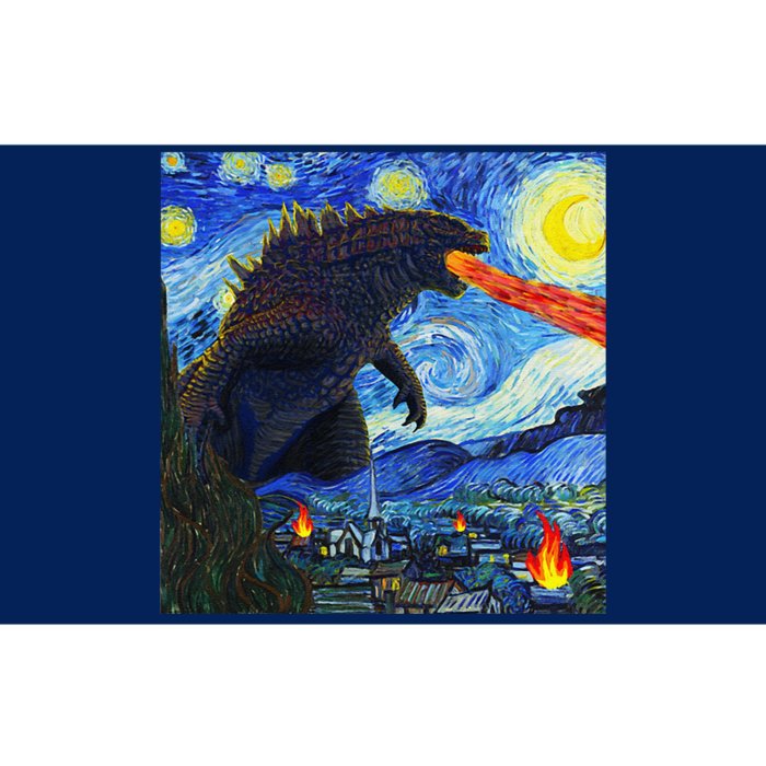 Vintage Japanese Monster Kaiju In Van Gogh Starry Night Bumper Sticker