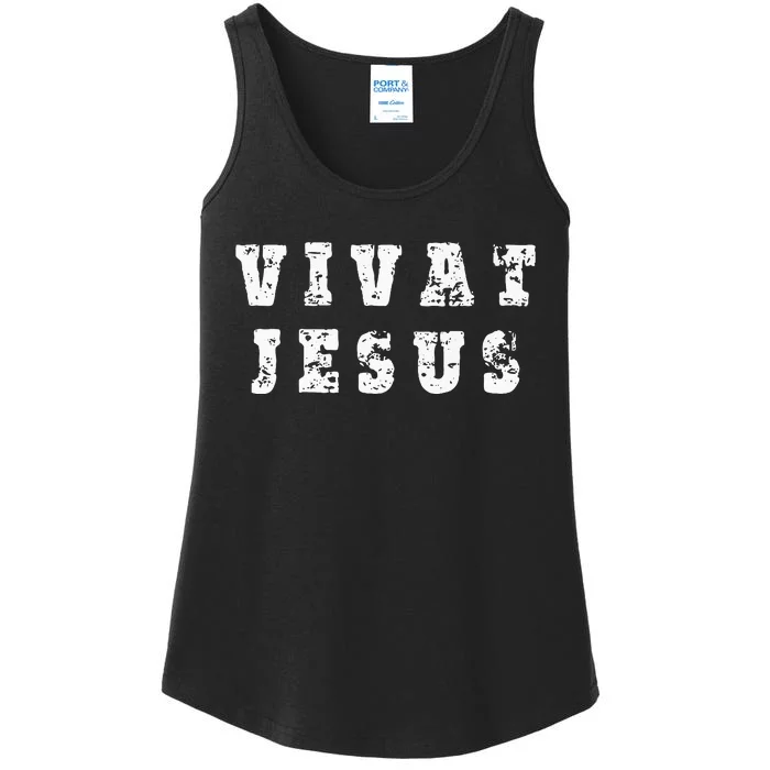 Vivat Jesus May Jesus Live Distressed Design Ladies Essential Tank