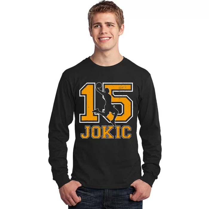 Vintage Jokic Name Sports Retro Basketball Gift Tall Long Sleeve T-Shirt