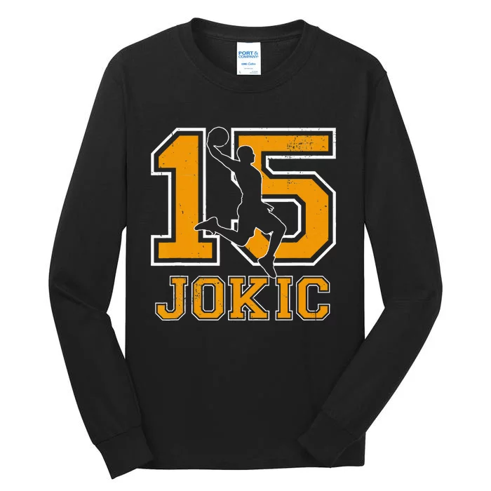 Vintage Jokic Name Sports Retro Basketball Gift Tall Long Sleeve T-Shirt