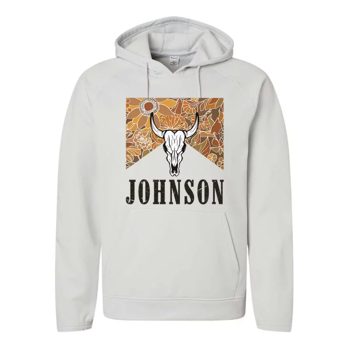 Vintage Johnson Name Personalized 90s Performance Fleece Hoodie