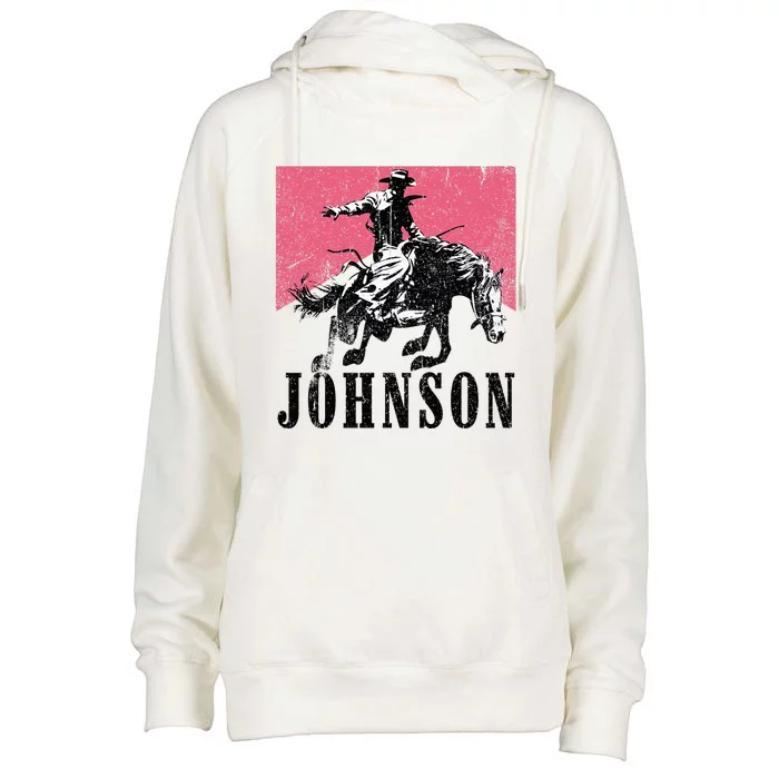 Vintage Johnson Name Personalized Womens Funnel Neck Pullover Hood