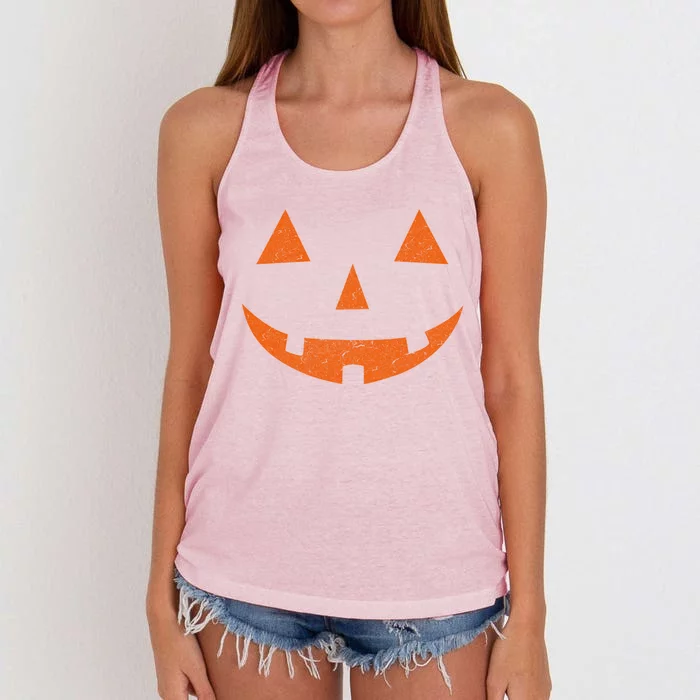 Vintage Jack O Lantern Jackolantern Pumpkin Face Gift Women's Knotted Racerback Tank