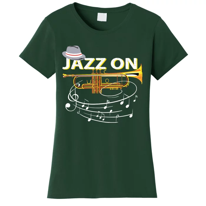 Vintage Jazz On Trumpet Player Blues Music Lovers Jazz Band Women's T-Shirt