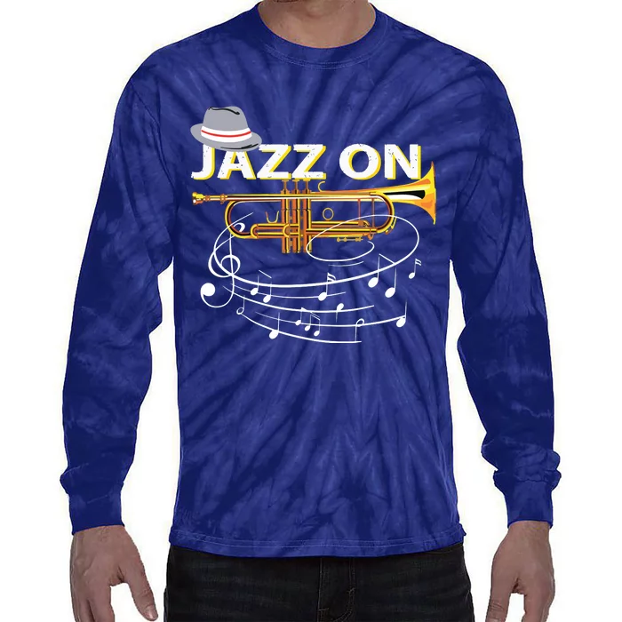 Vintage Jazz On Trumpet Player Blues Music Lovers Jazz Band Tie-Dye Long Sleeve Shirt