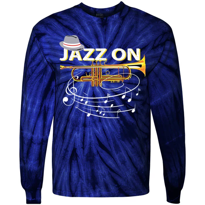 Vintage Jazz On Trumpet Player Blues Music Lovers Jazz Band Tie-Dye Long Sleeve Shirt