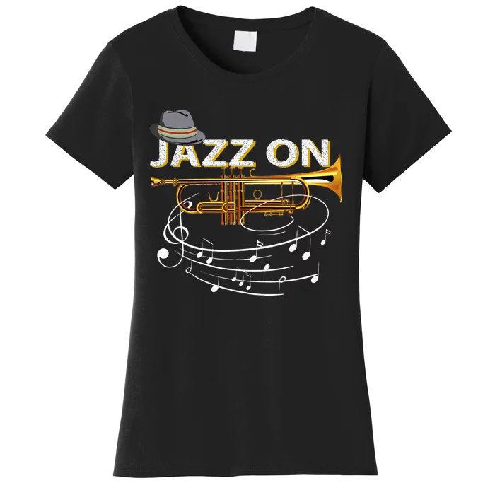 Vintage Jazz On Trumpet Player Blues Music Lovers Jazz Band Women's T-Shirt